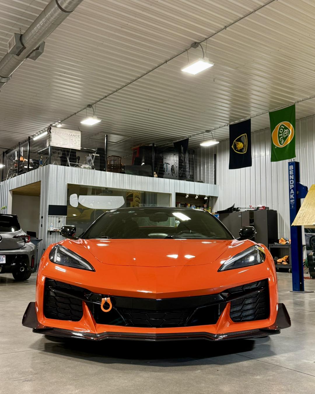 Orange Corvette with a corrected, glossy finish