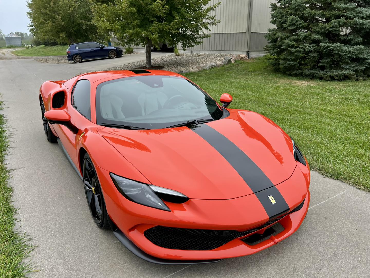 Orange Ferrari 296 after a ceramic coating
