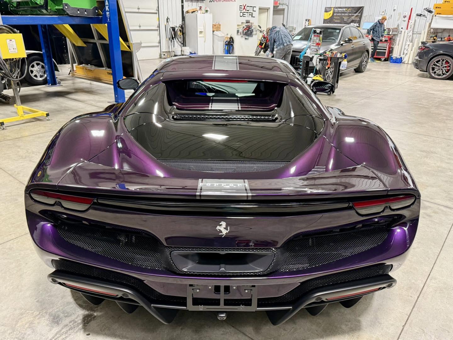 Purple hypercar after multi-stage paint correction